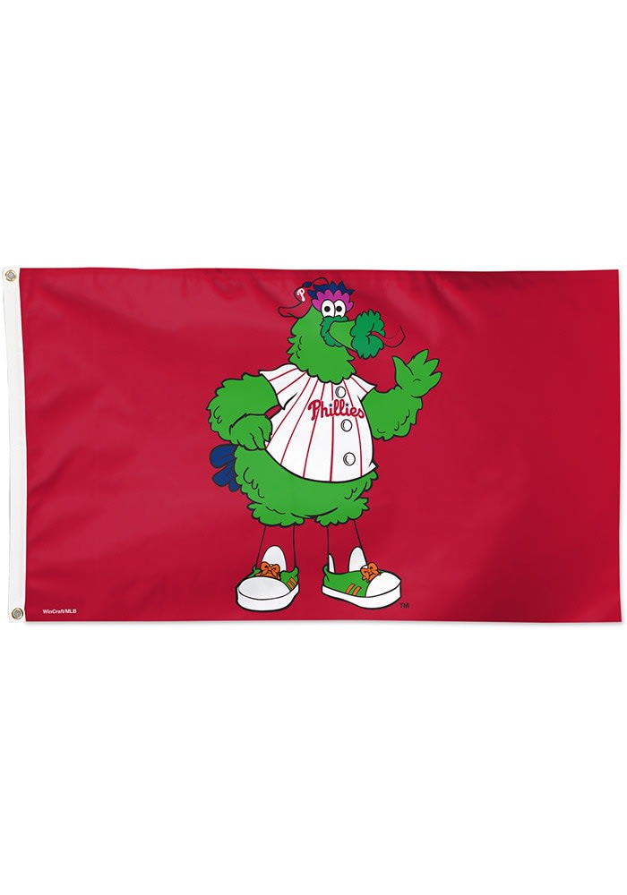 Philadelphia Phillies Phanatic 3x5 Silk Screen Grommet Flag - Red