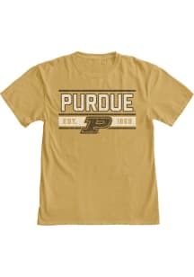 Gold Purdue Boilermakers Flat Pill Short Sleeve Fashion T Shirt