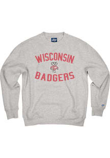 Mens Grey Wisconsin Badgers Number 1 Crew Sweatshirt