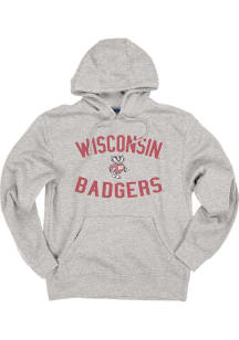 Mens Grey Wisconsin Badgers Number 1 Hooded Sweatshirt