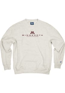 Mens Oatmeal Minnesota Golden Gophers Stacked Flat Name Crew Sweatshirt