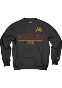 Mens Charcoal Minnesota Golden Gophers Stacked Flat Name Crew Sweatshirt