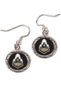 Hammered Dangler Purdue Boilermakers Womens Earrings - Black