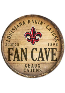 Louisiana Ragin' Cajuns 14&quot; Fan Cave Round Wood Sign - Red