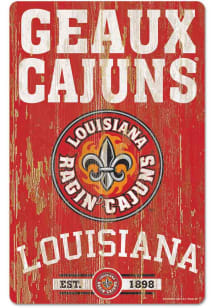 Louisiana Ragin' Cajuns Wood Sign 11&quot; x 17&quot; Sign - Red
