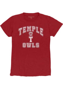 Temple Owls Womens Red Slub Design Short Sleeve T-Shirt