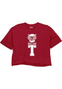 Temple Owls Womens Red Boyfriend Short Sleeve T-Shirt