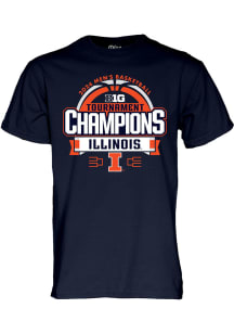 Illinois Fighting Illini Navy Blue 2024 Big 10 Tournament Champ Locker Room Short Sleeve T Shirt