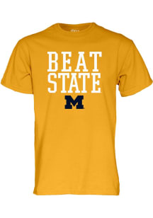 Michigan Wolverines Gold Football Beat State Short Sleeve T Shirt