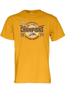 Western Michigan Broncos 2024 MAC Volleyball Champions Short Sleeve T Shirt - Gold