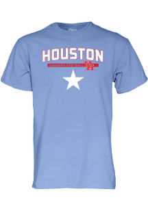 Houston Cougars Arch Name Divot Slicer Short Sleeve T Shirt - Houston Blue