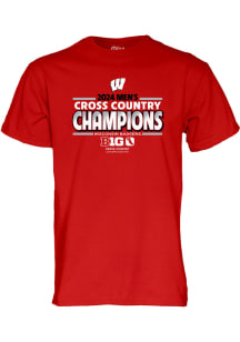 Wisconsin Badgers Red 2024 Big Ten Mens Cross Country Champs Short Sleeve T Shirt