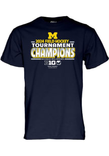 Michigan Wolverines 2024 Big 10 Field Hockey Champions Short Sleeve T Shirt - Navy Blue