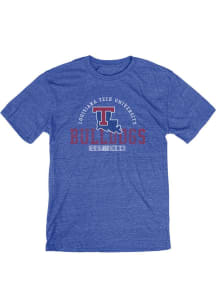 Louisiana Tech Bulldogs Blue Triblend Arch State Short Sleeve Fashion T Shirt