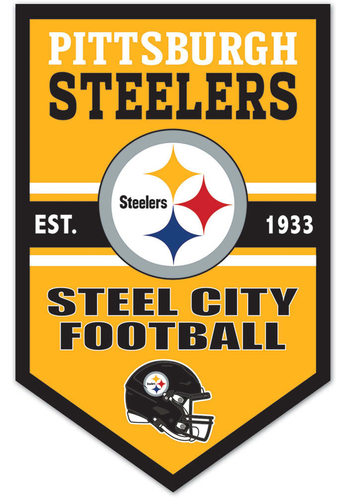 Pittsburgh Steelers BLACK Wooden Chevron Banner Sign - 57122983