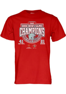 Ohio State Buckeyes Football 2025 Rose Bowl Champions Short Sleeve T Shirt - Red