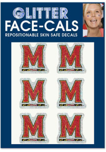 Red Maryland Terrapins Team Logo 6pk Glitter Tattoo