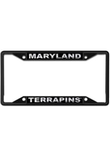 Maryland Terrapins Black  Black and Silver Metallic License Frame