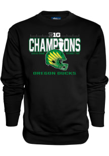 Mens Black Oregon Ducks Big Ten Football Champions 2024 Strong Hold Crew Sweatshirt