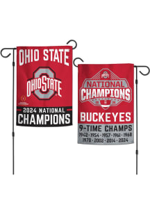 Red Ohio State Buckeyes 2024 National Champs 2 Sided Garden Flag