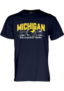 Michigan Wolverines 2024 ReliaQuest Bowl Bound Short Sleeve T Shirt - Navy Blue