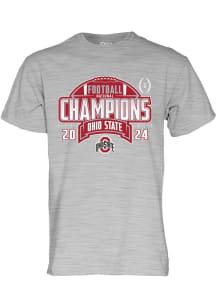 Ohio State Buckeyes 2024 Football National Champions Short Sleeve T Shirt - Grey