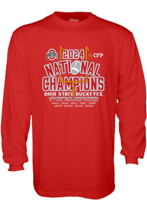 Mens Red Ohio State Buckeyes 2024 Football National Champions Design Tee