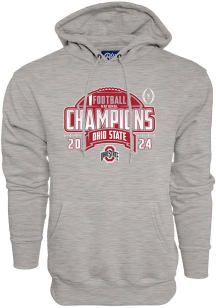 Mens Grey Ohio State Buckeyes 2024 Football National Champions Hooded Sweatshirt