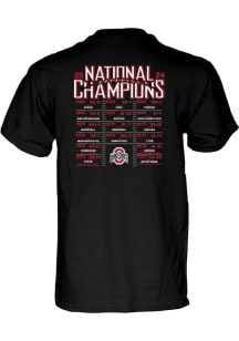 Ohio State Buckeyes 2024 Football National Champions Football Schedule Short Sleeve T Shirt - Bl..