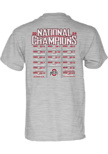 Ohio State Buckeyes 2024 Football National Champions Football Schedule Short Sleeve T Shirt - Gr..