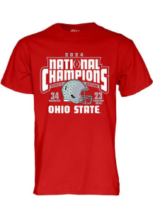 Ohio State Buckeyes 2024 Football National Champions Score Short Sleeve T Shirt - Red