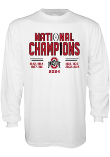 Mens White Ohio State Buckeyes 2024 Football Multi National Champions Tee