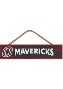 UNO Mavericks 4x17 Avenue Wood Sign - Red