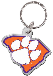 Clemson Tigers State Shape Keychain