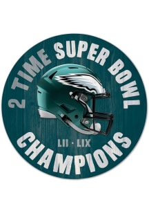 Philadelphia Eagles 2024 Super Bowl Champions Round Sign - Midnight Green