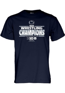 Penn State Nittany Lions 2025 Big Ten Wrestling Champions Short Sleeve T Shirt - Navy Blue