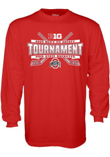 Mens Red Ohio State Buckeyes 2025 Big Ten Hockey Tournament Tee