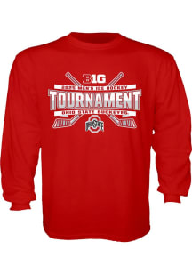 Youth Red Ohio State Buckeyes 2025 Big Ten Hockey Tournament Long Sleeve T-Shirt