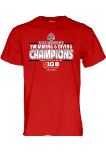 Ohio State Buckeyes 2025 Big Ten Womens Swim and Dive Champions Short Sleeve T Shirt - Red