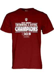 Indiana Hoosiers 2025 Big Ten Mens Swim and Dive Champions Short Sleeve T Shirt - Crimson