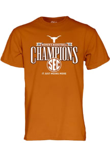 Texas Longhorns Burnt Orange SEC Womens Basketball Champions 2024-2025 Short Sleeve T Shirt