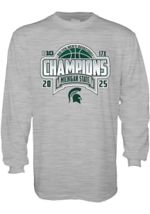 Mens Grey Michigan State Spartans 2024-2025 Big 10 Basketball Champions Tee