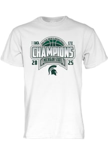 Michigan State Spartans 2024-2025 Big 10 Basketball Champions Short Sleeve T Shirt - White