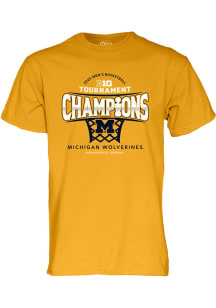 Michigan Wolverines 2025 Big Ten Mens Basketball Tournament Champions Short Sleeve T Shirt - Gol..