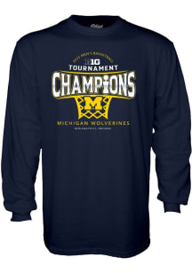 Mens Navy Blue Michigan Wolverines 2025 Big Ten Mens Basketball Tournament Champions Tee