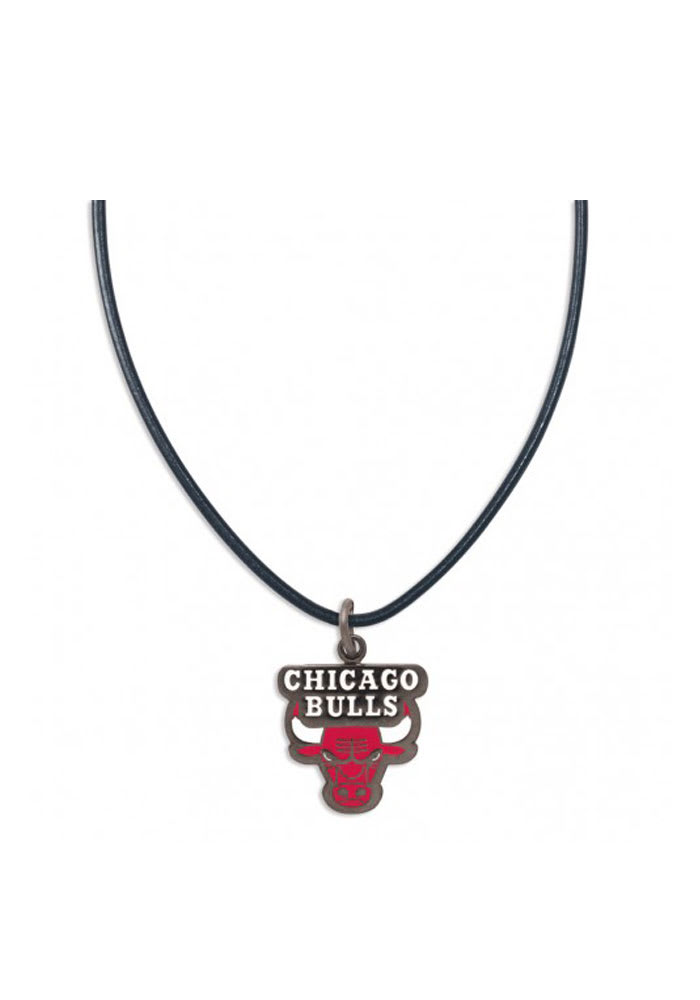 Chicago Bulls Team Logo on Leather Womens Necklace