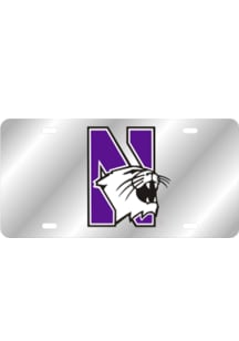 Northwestern Wildcats Silver  Team Logo Inlaid License Plate