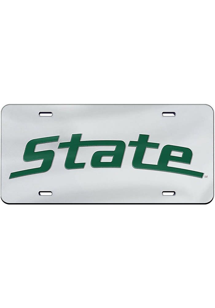 Michigan State Spartans License Plate MSU Wordmark Inlaid License Tag