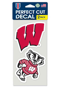 Wisconsin Badgers Red  2 Pack Perfect Cut Decal