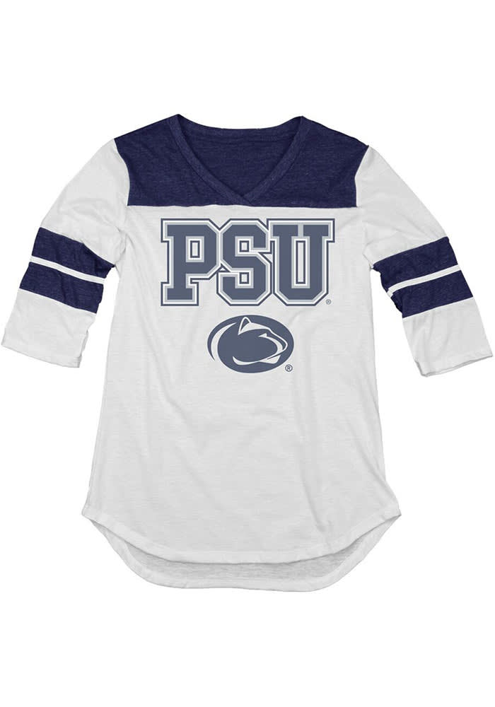 Penn State Nittany Lions Juniors White Tri-Blend Long Sleeve Crew T-Shirt